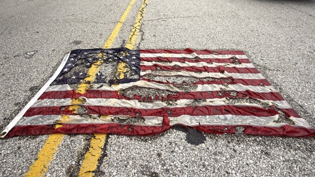 flag in the road
